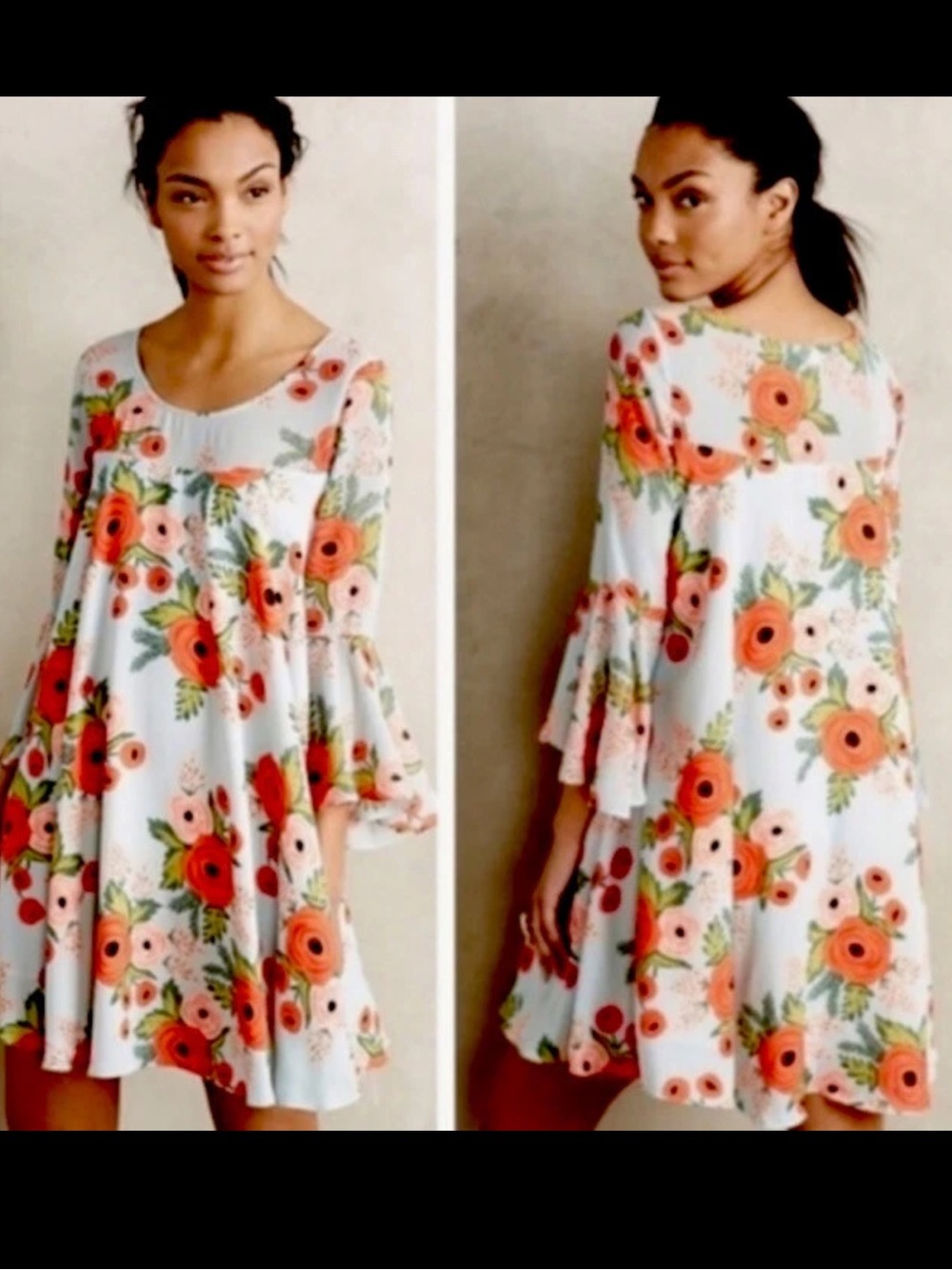 Rifle Paper Co. Floral Mini Dress - White and Red